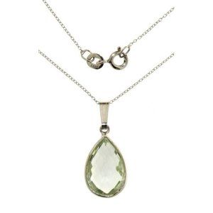 6.05 Carat Natural Amethyst (Greenish) Large Gemstone Pendant - Sterling Silver